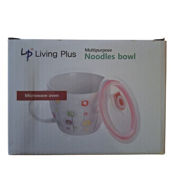 Ceramic Noodles Bowl Cup with Lid LP Living Plus Microwave Multi Purpose - Picture 6 of 9